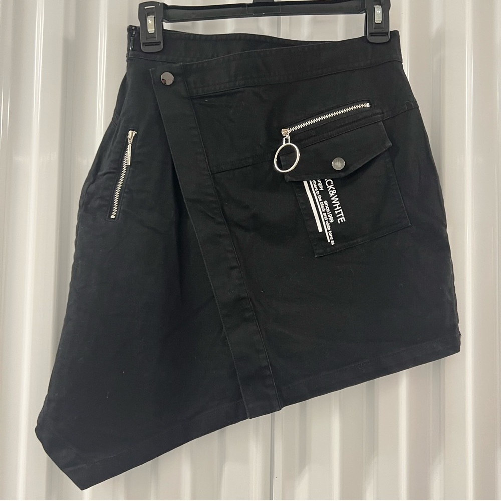 Lapargay Black Grunge Denim Mini Skirt Sz Small